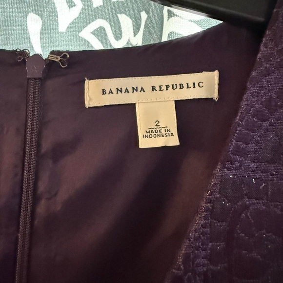 Banana Republic Purple Fit and Flare Dress with Flutter Sleeves - Picture 6 of 6